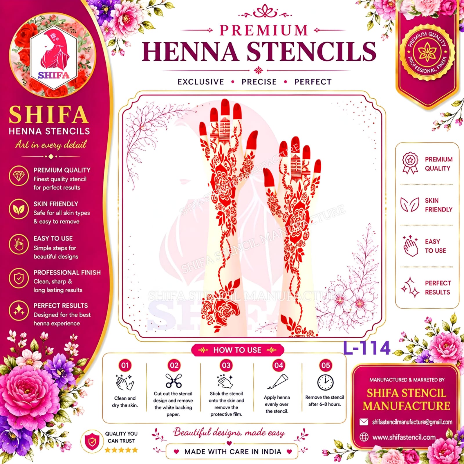 L114 Regal Garden Tapestry Theme 114 Henna Stencil