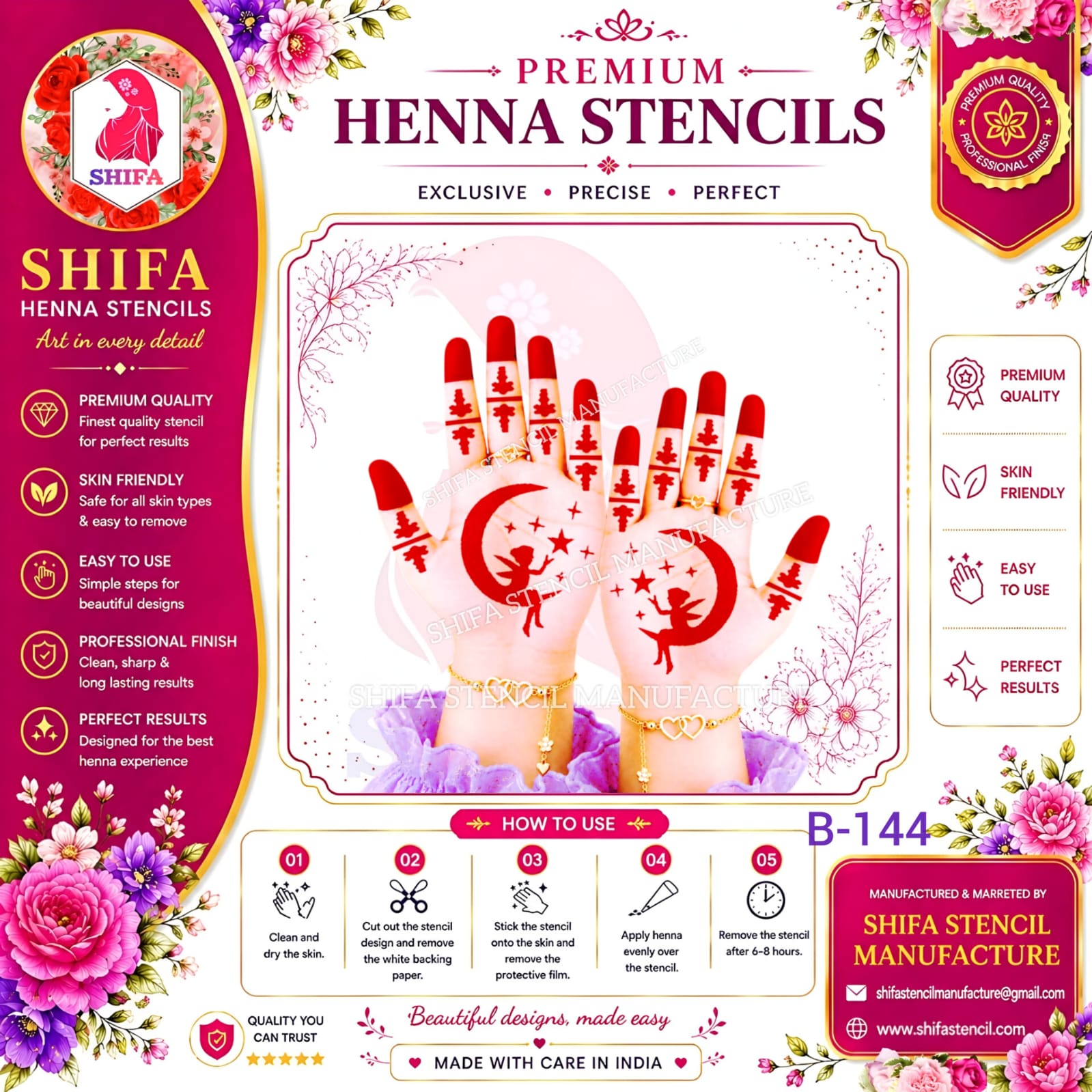 B144 Twilight Star Fairy Dream 144 Henna Stencil