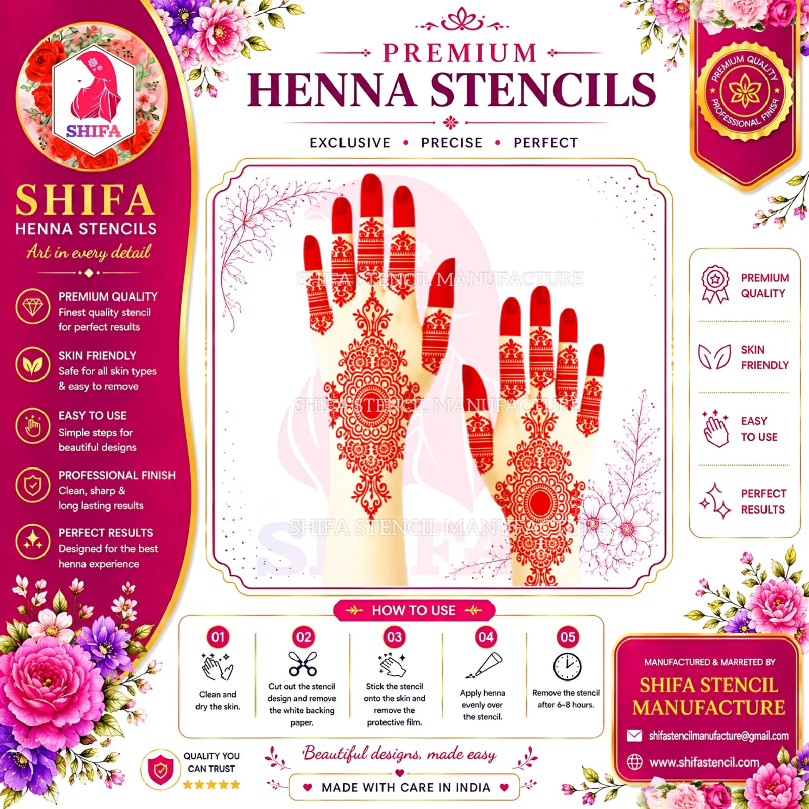 BL 154 Mandala Elegance Bridal Set 154 Henna Stencil