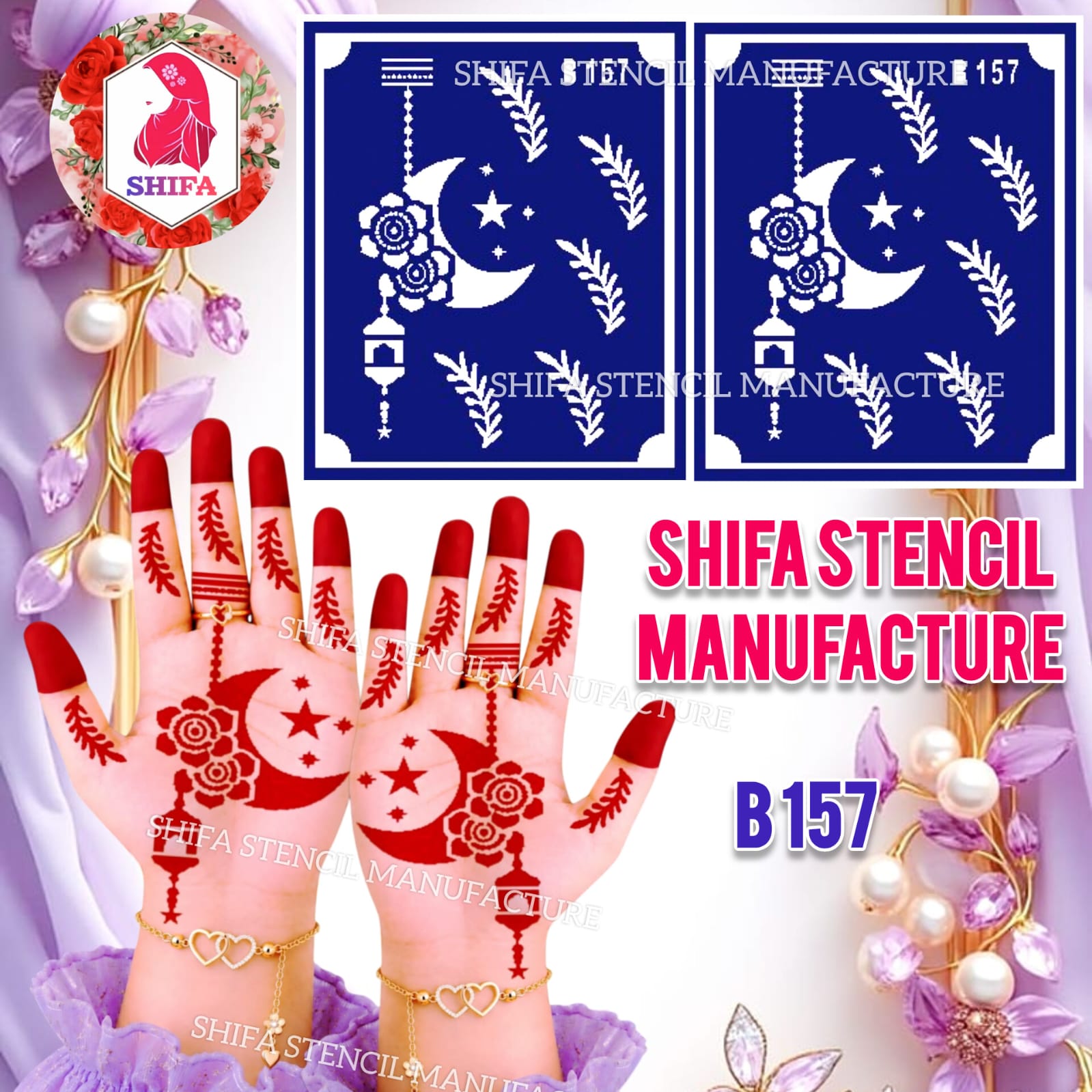 B157 Crescent Garden Glow - 157 - Shifa Stencil Manufacturer