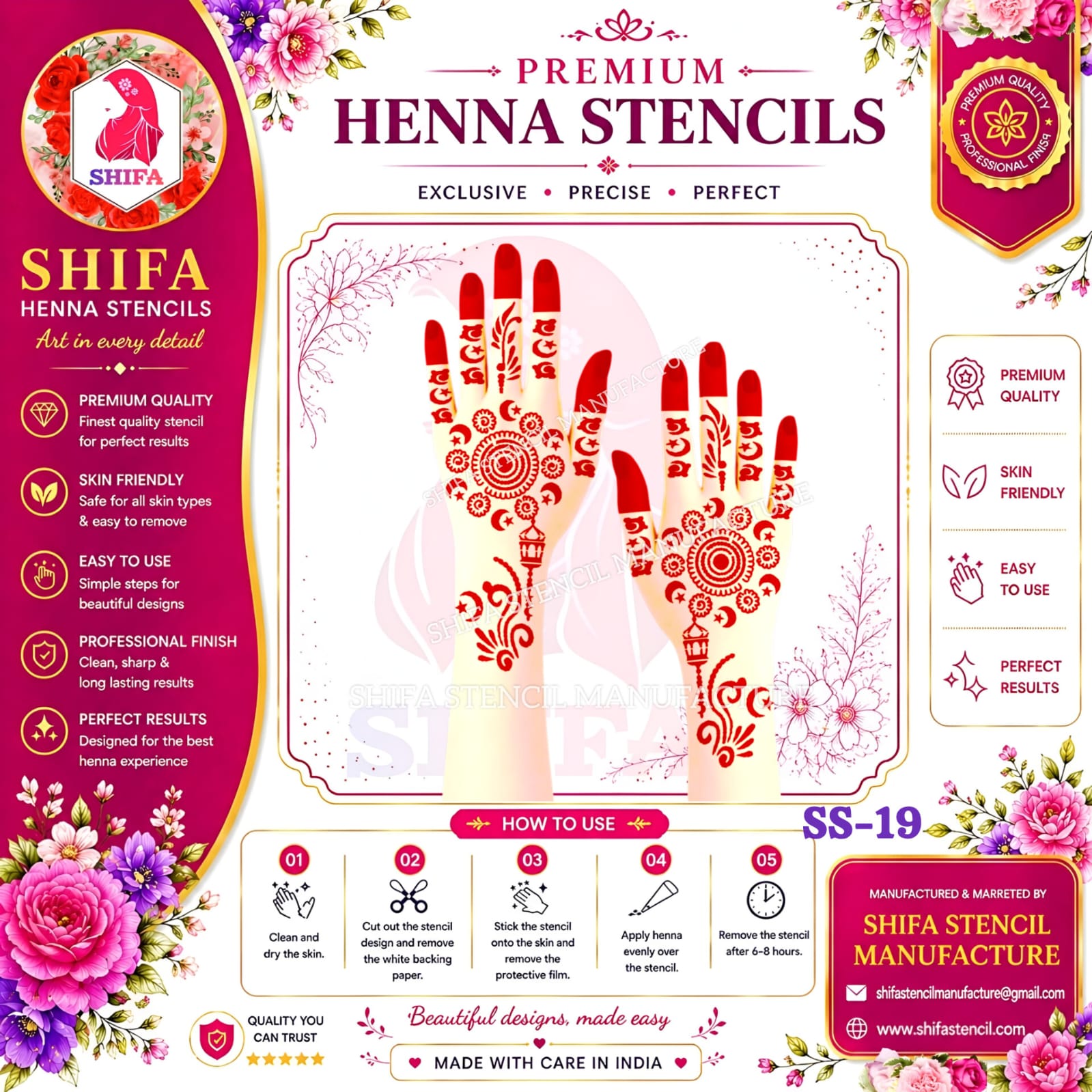 SS 19 Moon & Light themed design 19 Henna Stencil