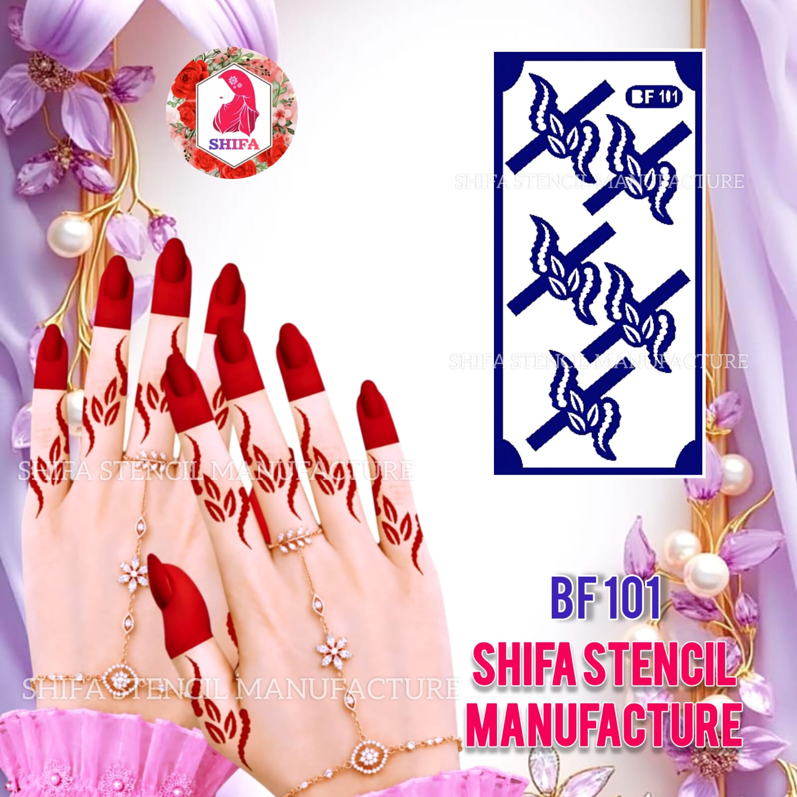 BF101 Leaf Vine Finger Mehndi Henna Stencil | Reusable Botanical Finger Design Leaf Vine Finger Stencil - BF101
 Henna Stencil - Shifa Stencil