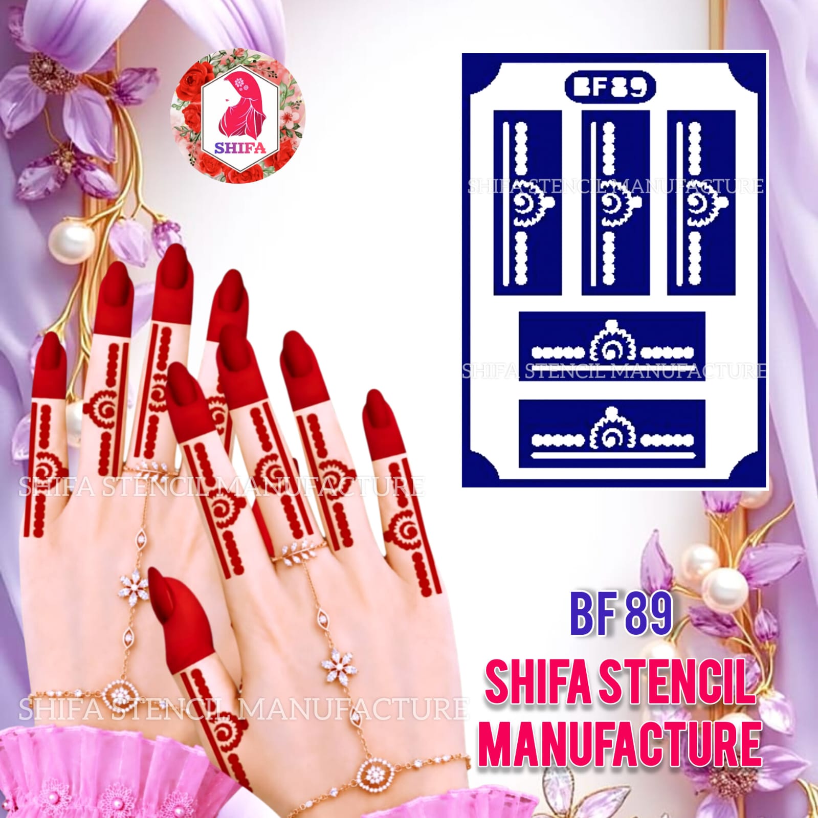 BF89 Spiral Finger Mehndi Henna Stencil | Reusable Traditional Finger Design Spiral Finger Stencil - BF89 Henna Stencil - Shifa Stencil