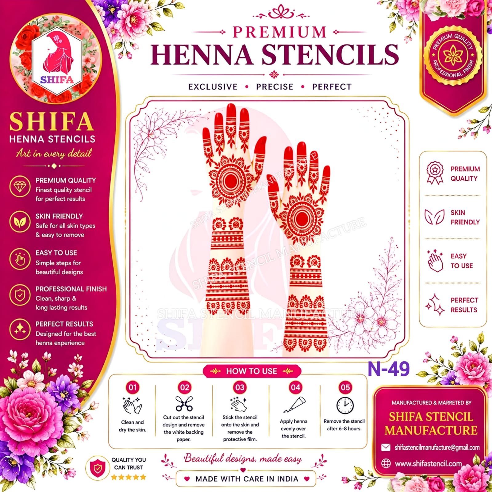 N49 Mandala Horizon cuff 49 Henna Stencil