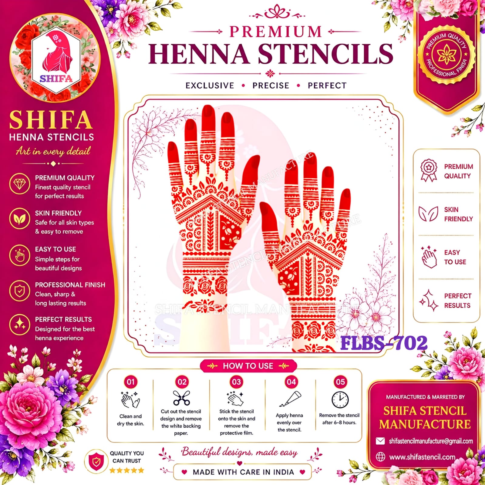 FLBS 702 Royal Heritage Grid 702 Henna Stencil