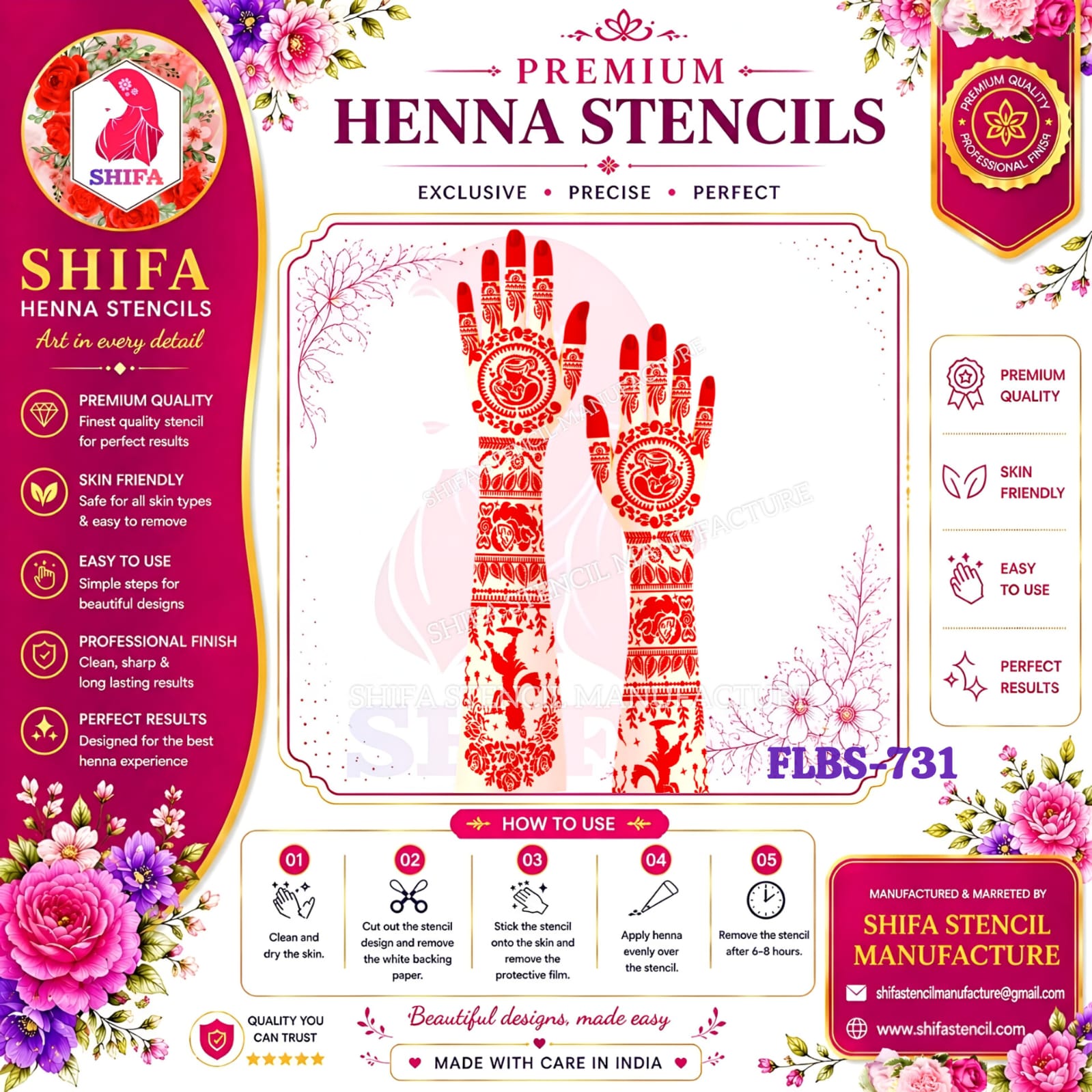FLBS 731 Little Krishna Baby Shower Design 731 Henna Stencil