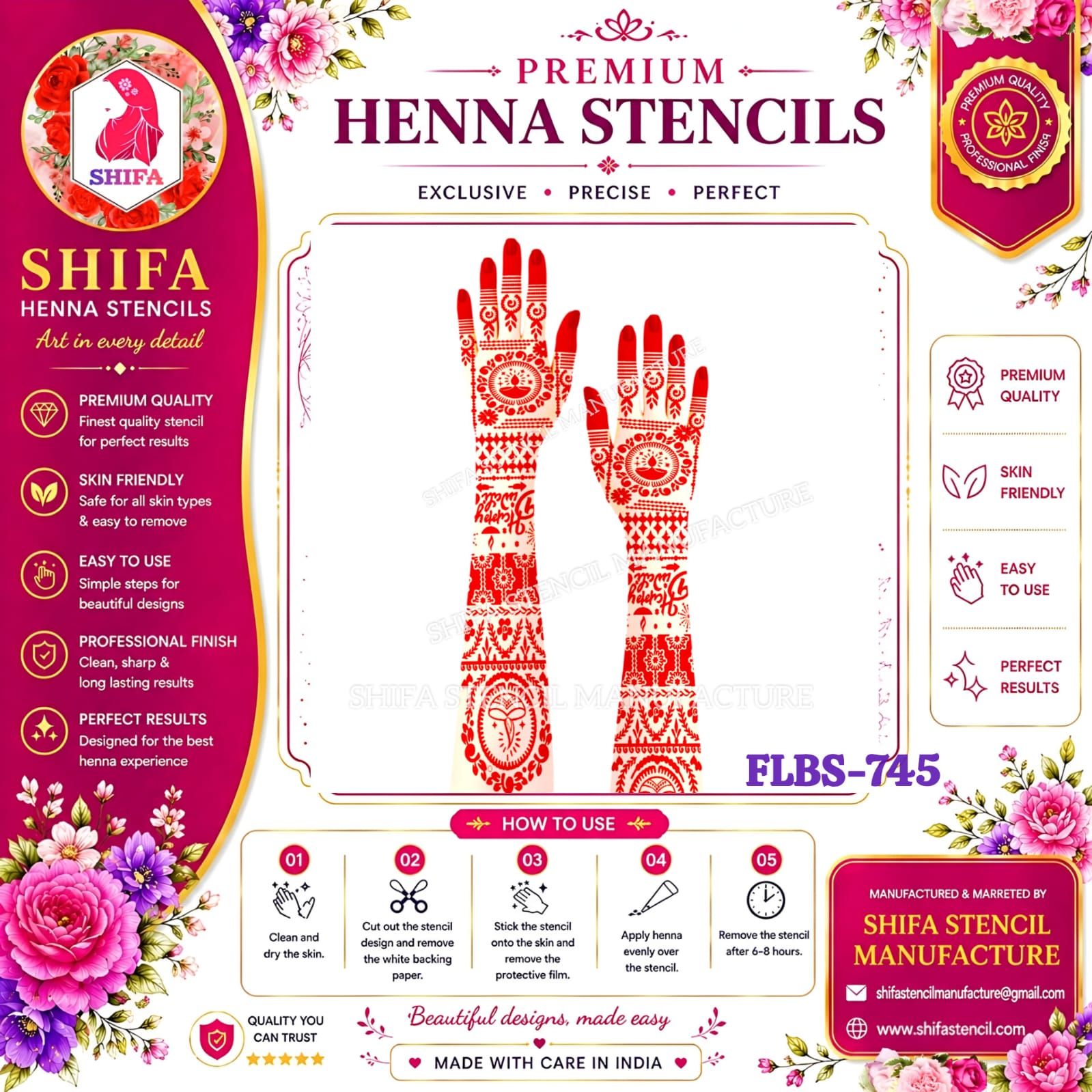 FLBS 745 Diya & Rangoli Design 745 Henna Stencil
