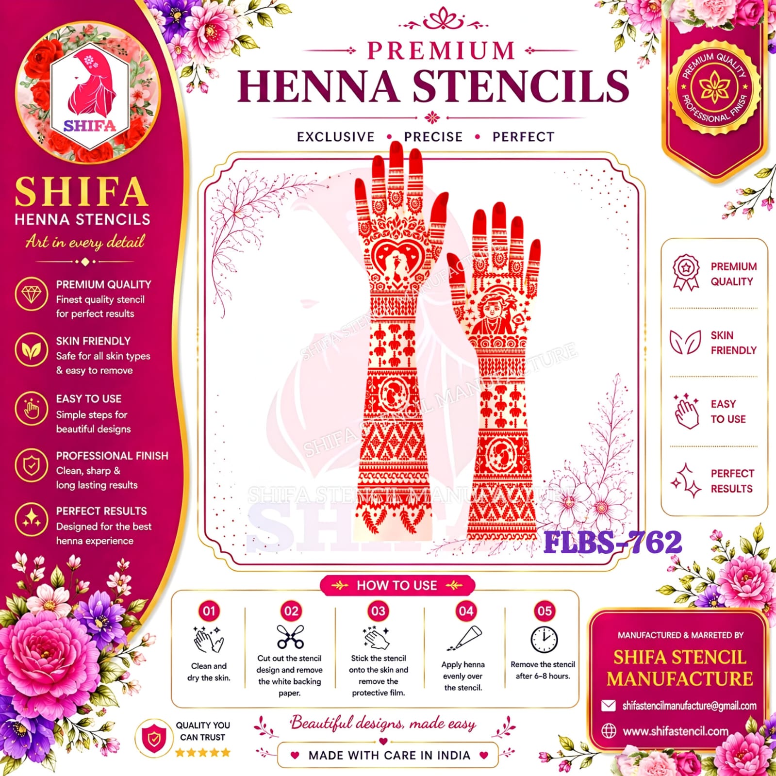 FLBS 762 Sacred Serenade Mehndi 762 Henna Stencil