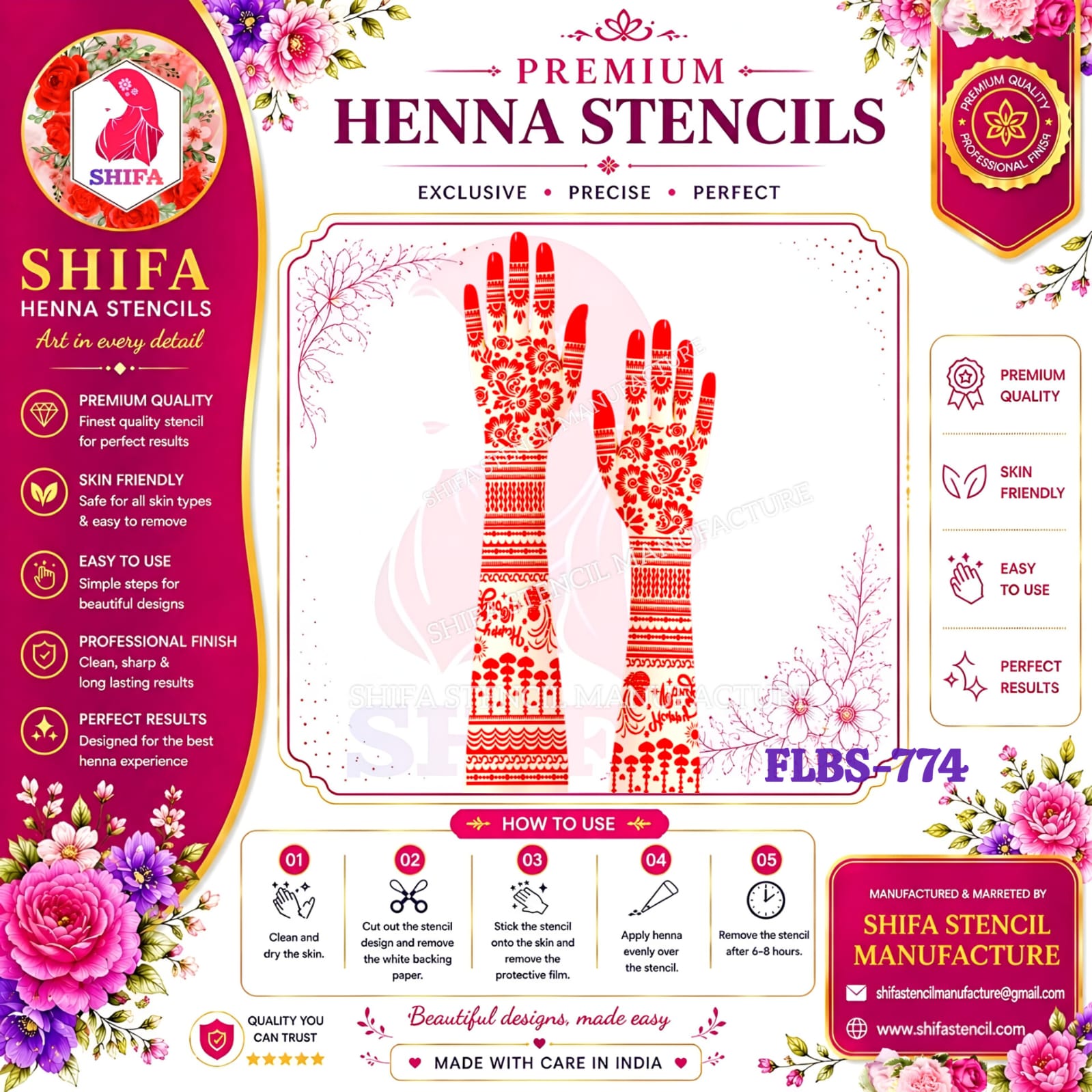 FLBS 774 Festive Pongal Bloom Trails 774 Henna Stencil