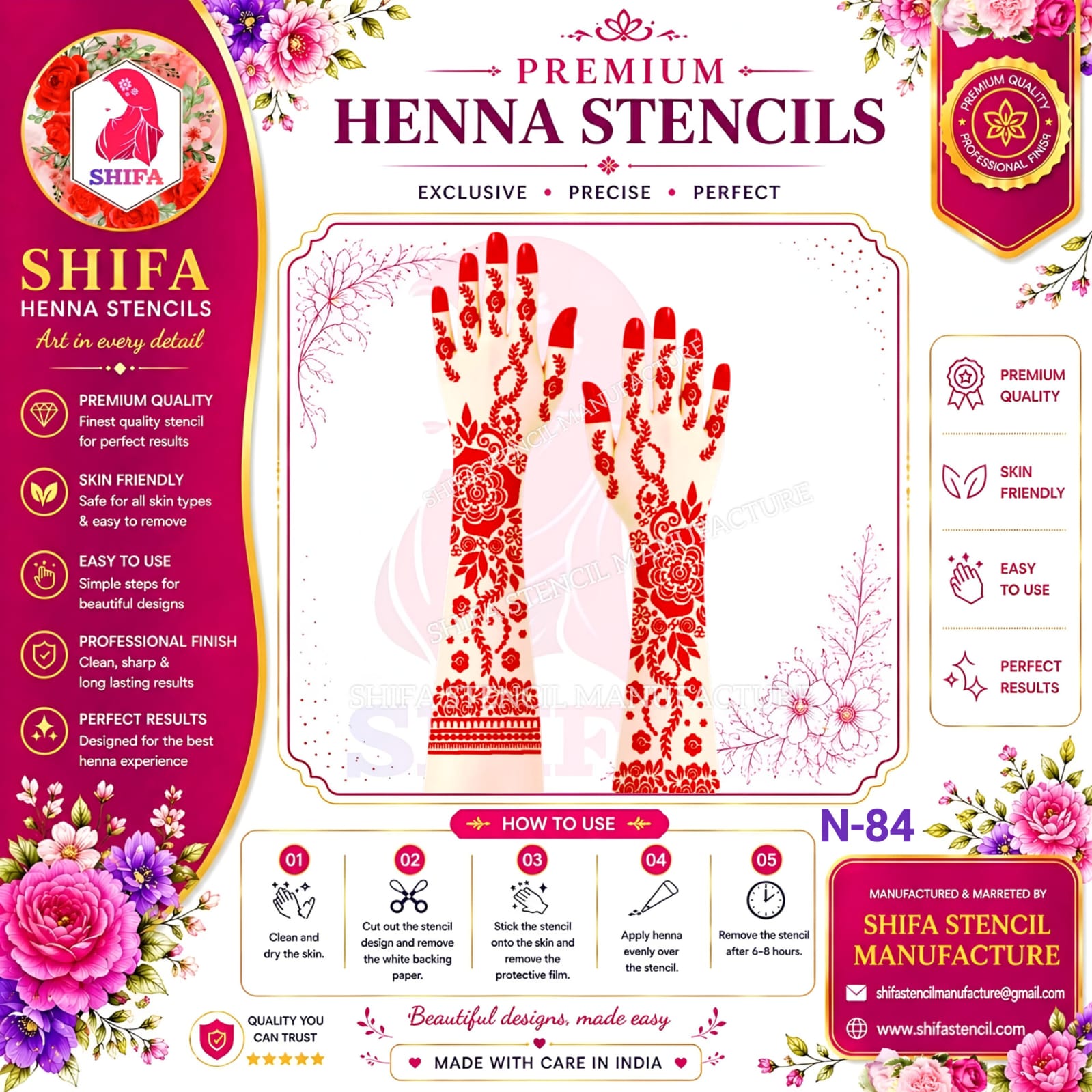 N 84 Regal Garden Tapestry Theme 84 Henna Stencil
