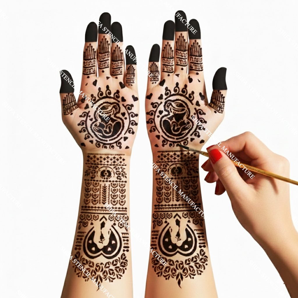 BF 93 Leaf Finger Mehndi Henna Stencil Reusable Botanical Floral Design. Henna Apply Henna Stencil