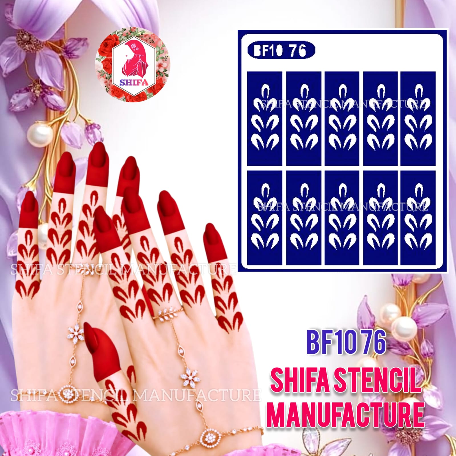 BF1076 Leaf Petal Finger Mehndi Henna Stencil | Reusable Floral Pattern Design
 Leaf Petal Finger Stencil - BF1076
 Henna Stencil - Shifa Stencil