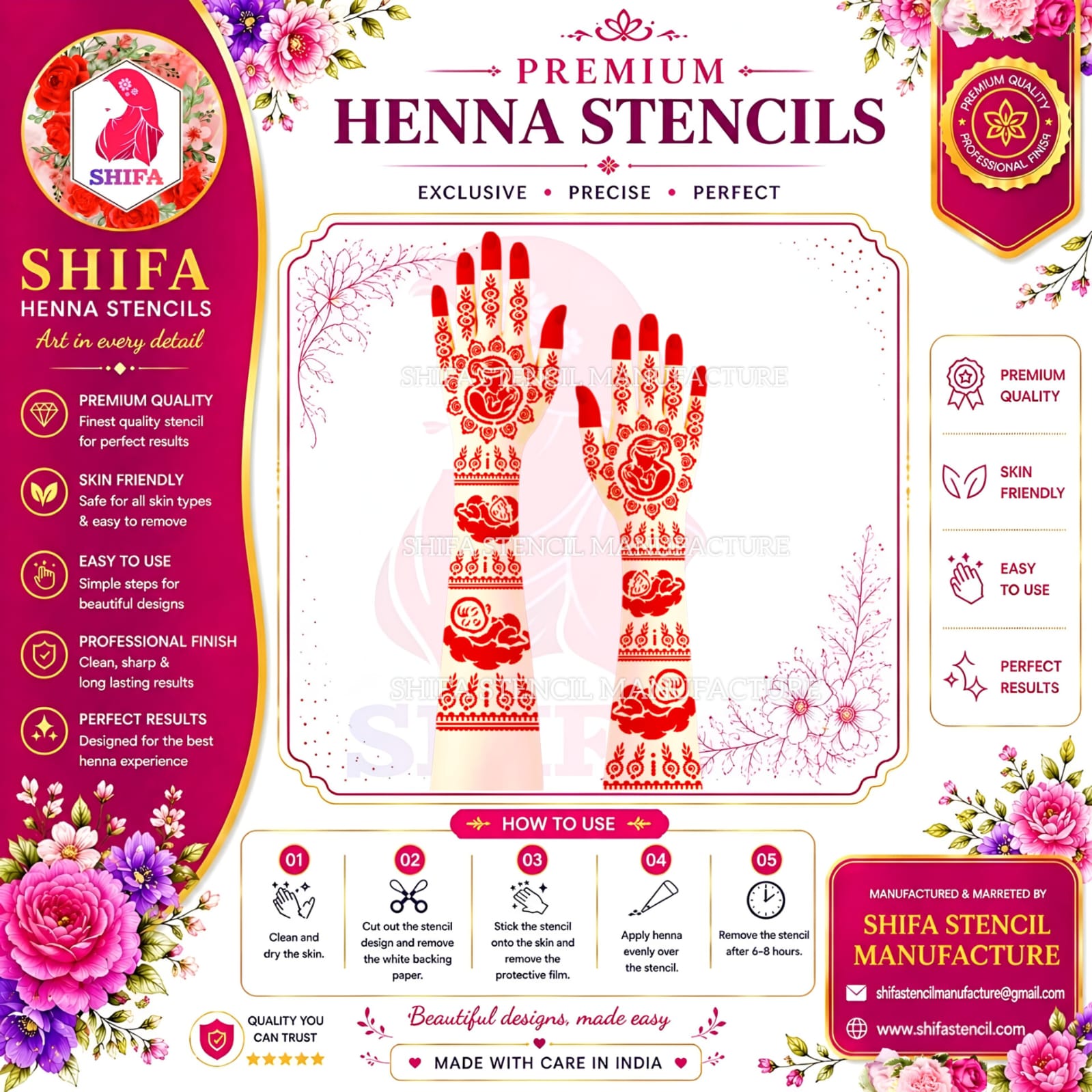 BSL 59 Mom Kissing the baby Themed Instruction Henna Stencil