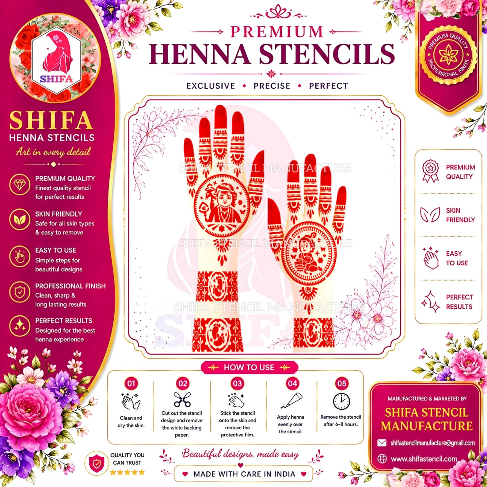 BSBL 115 Little Krishna & Little Murugar Themed Instruction Henna Stencil