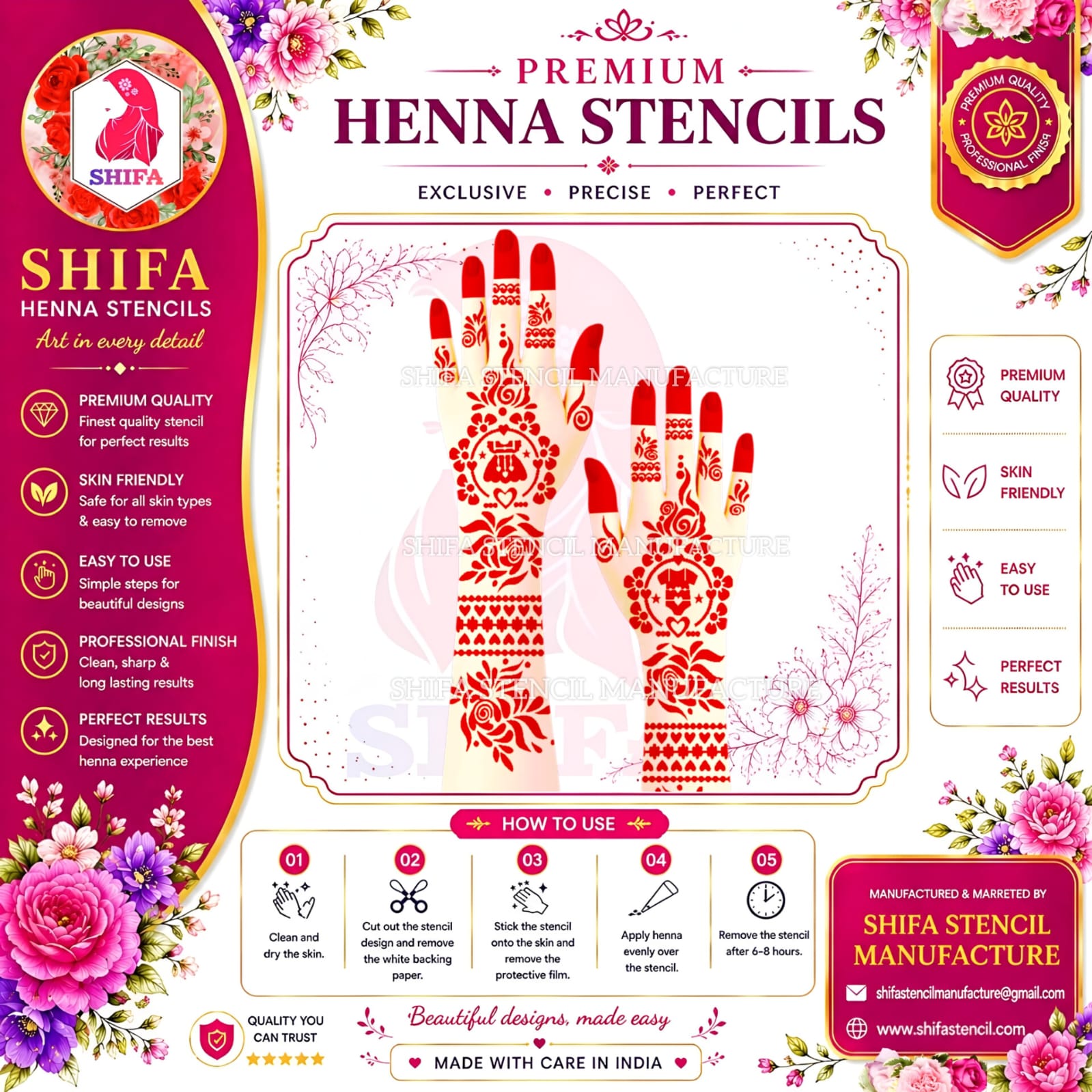 BSN 83 Baby Dresses & Things Themed Instruction Henna Stencil