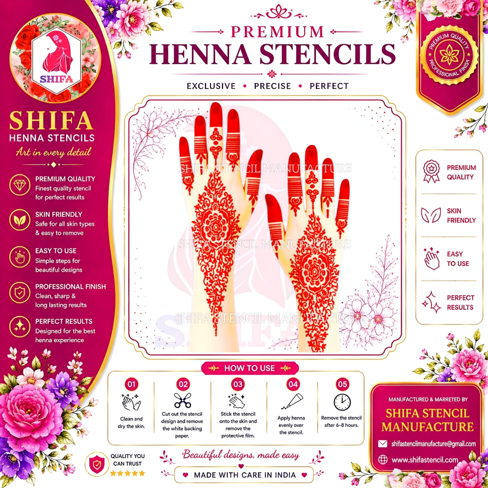 L34 – Regal Mandala Trail Instruction Henna Stencil