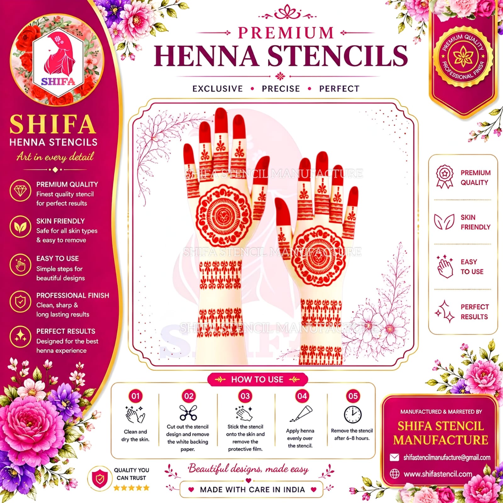 L102 – Regal Ring Mandala Instruction Henna Stencil
