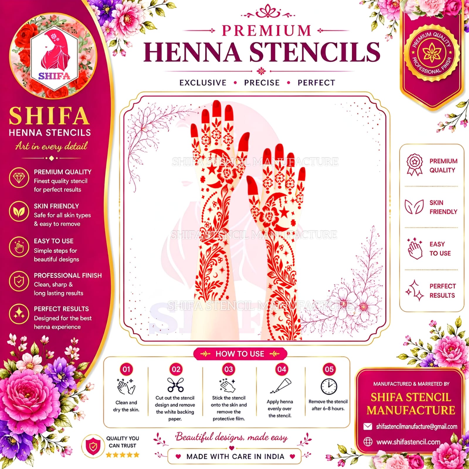 N 21 Starvine Elegance Instruction Henna Stencil