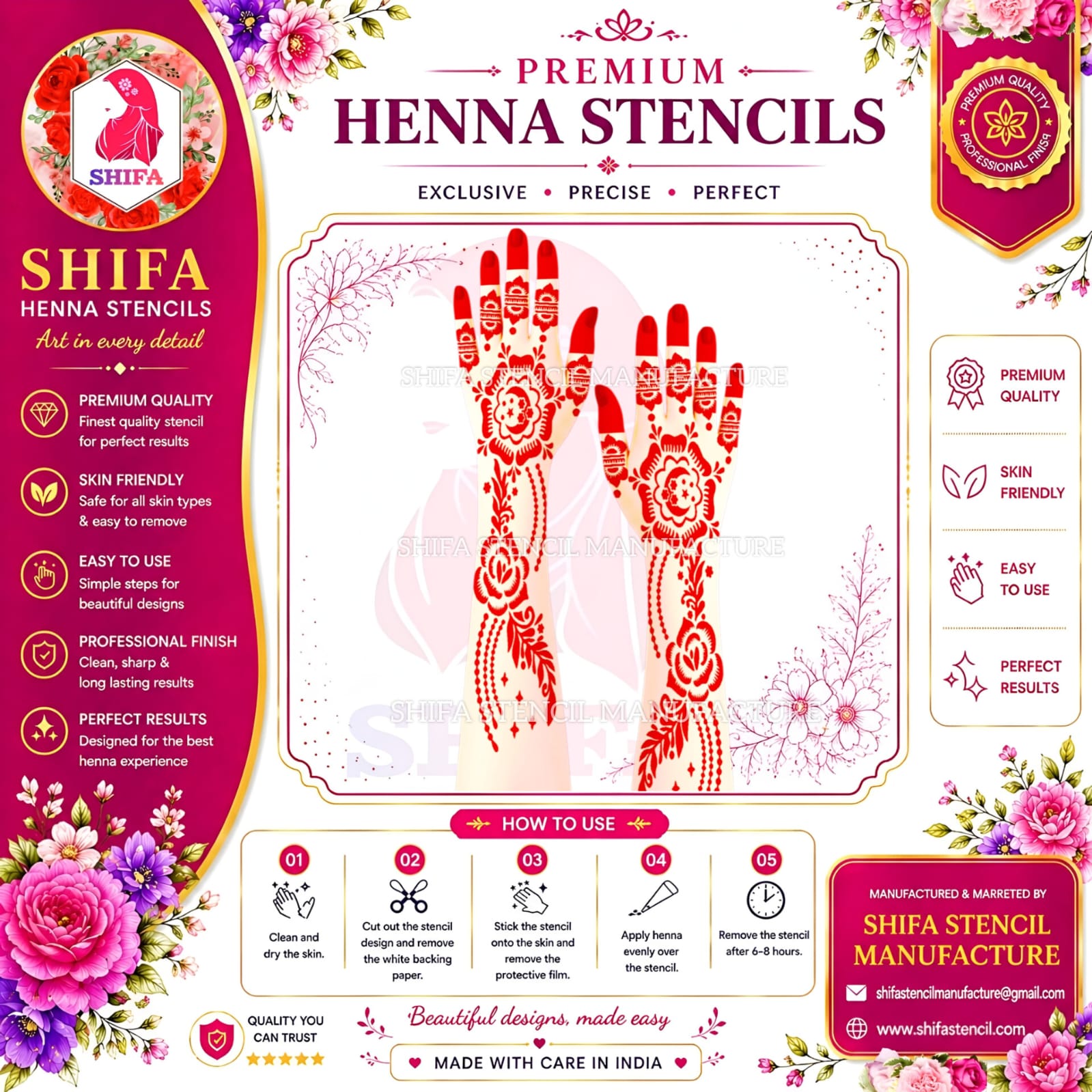 N 2 Lunar Blossom Serenade Instruction Henna Stencil