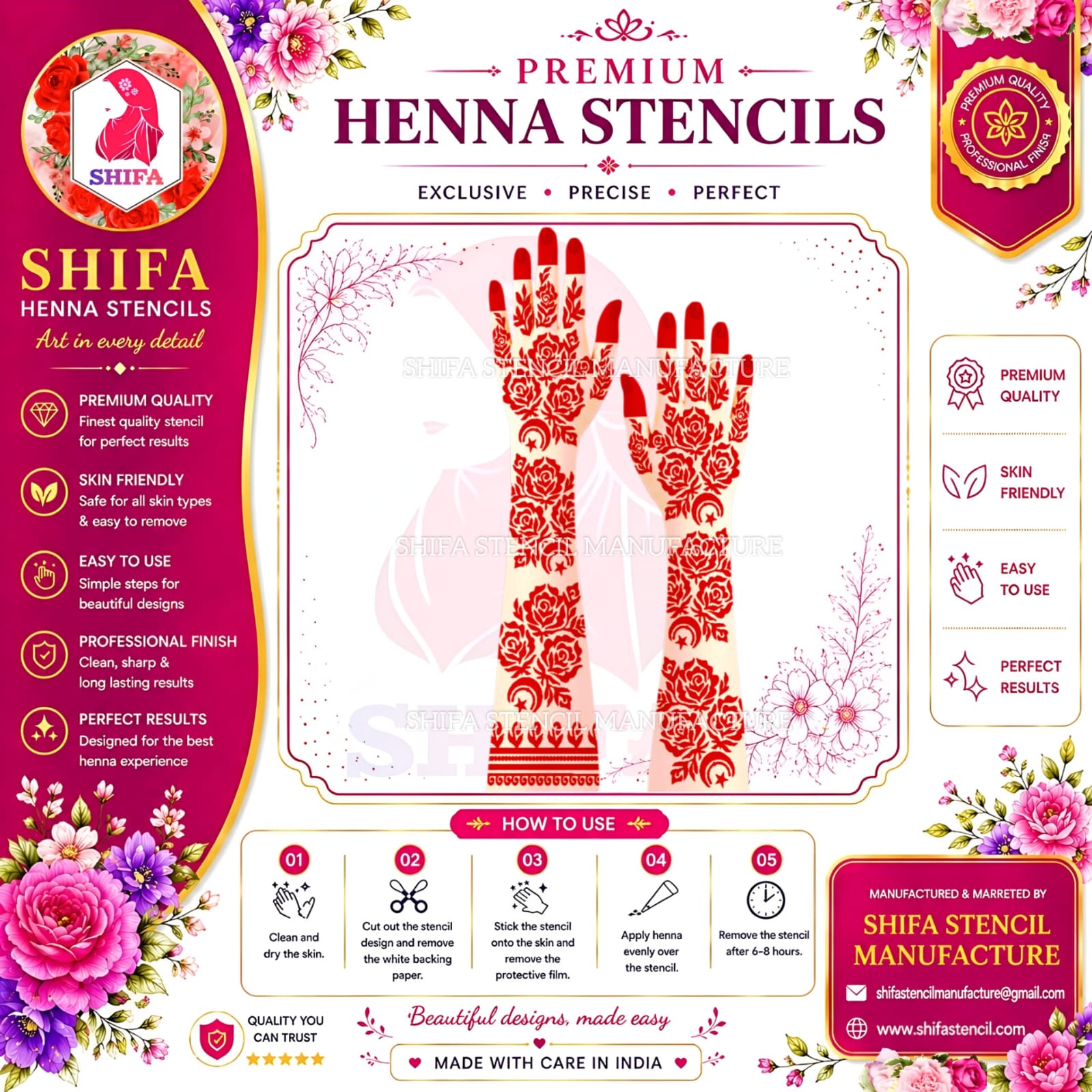 L 66 Celestial Garden Instruction Henna Stencil