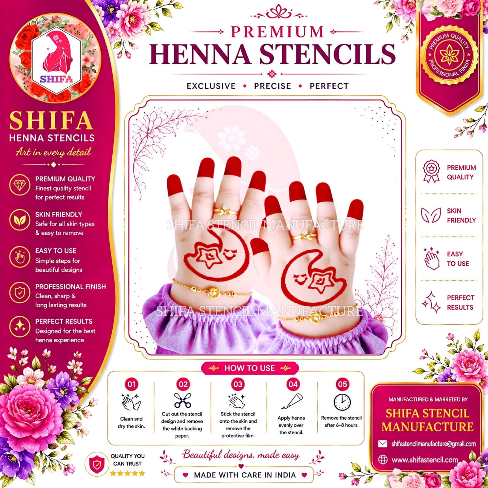 Z 99 Crescent Dream Instruction Henna Stencil